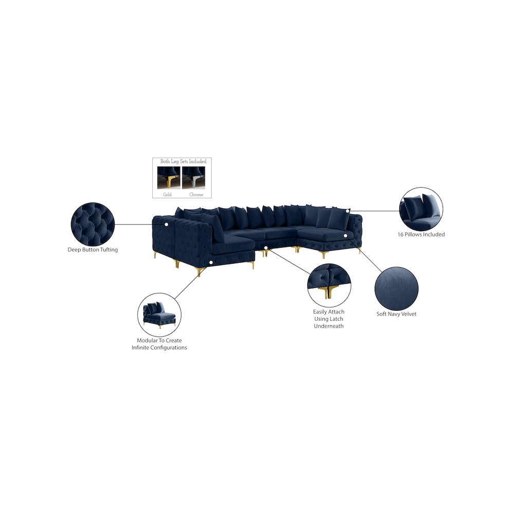 Tremblay Navy Velvet Modular Sectional
