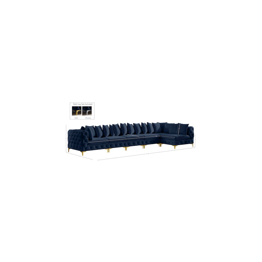 Tremblay Navy Velvet Modular Sectional