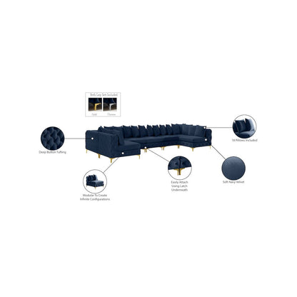 Tremblay Navy Velvet Modular Sectional