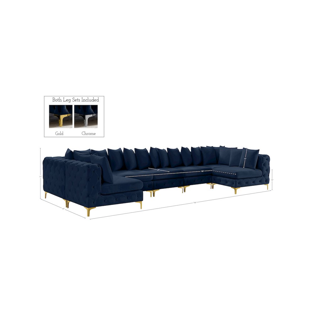 Tremblay Navy Velvet Modular Sectional