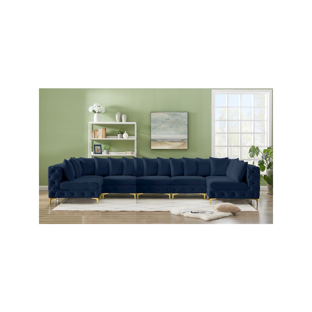 Tremblay Navy Velvet Modular Sectional