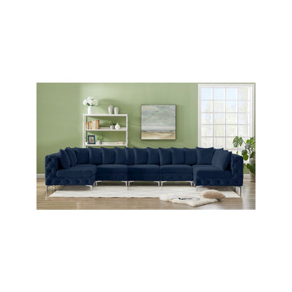 Tremblay Navy Velvet Modular Sectional