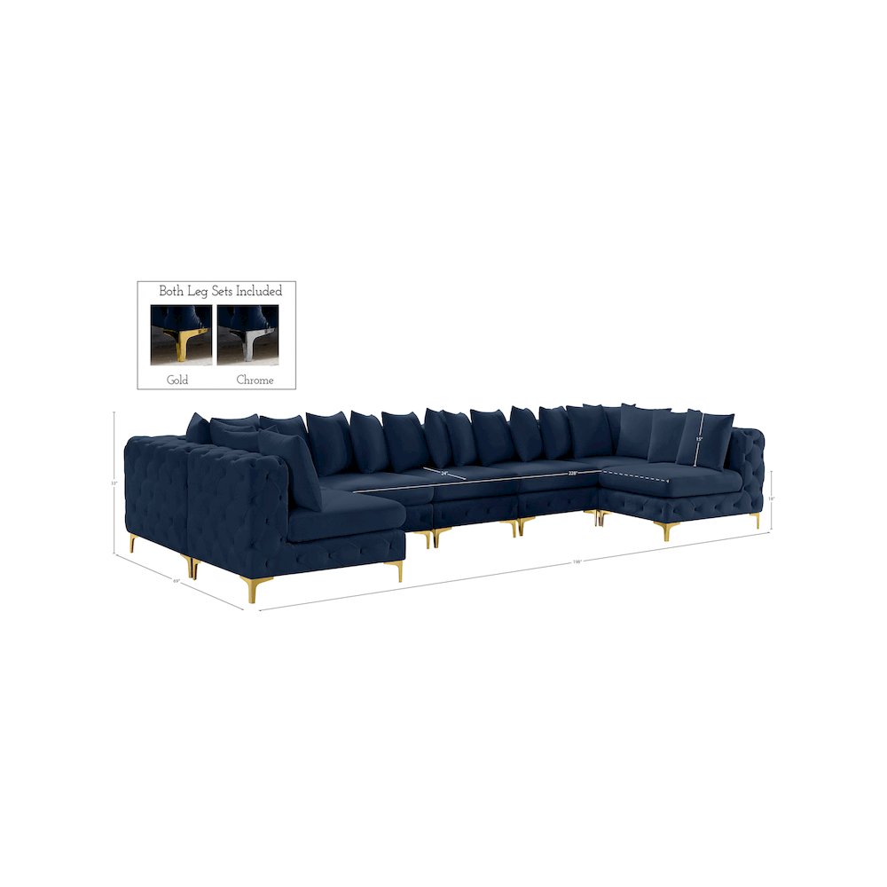 Tremblay Navy Velvet Modular Sectional