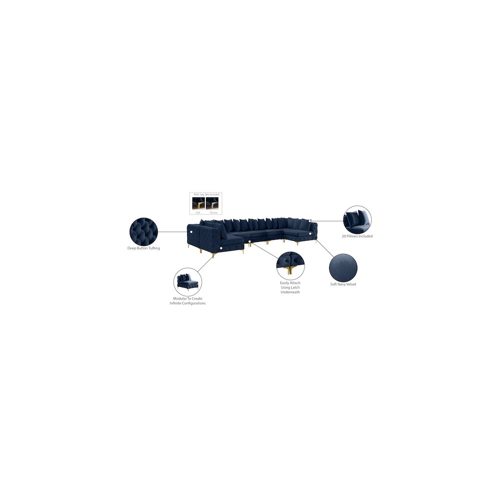 Tremblay Navy Velvet Modular Sectional