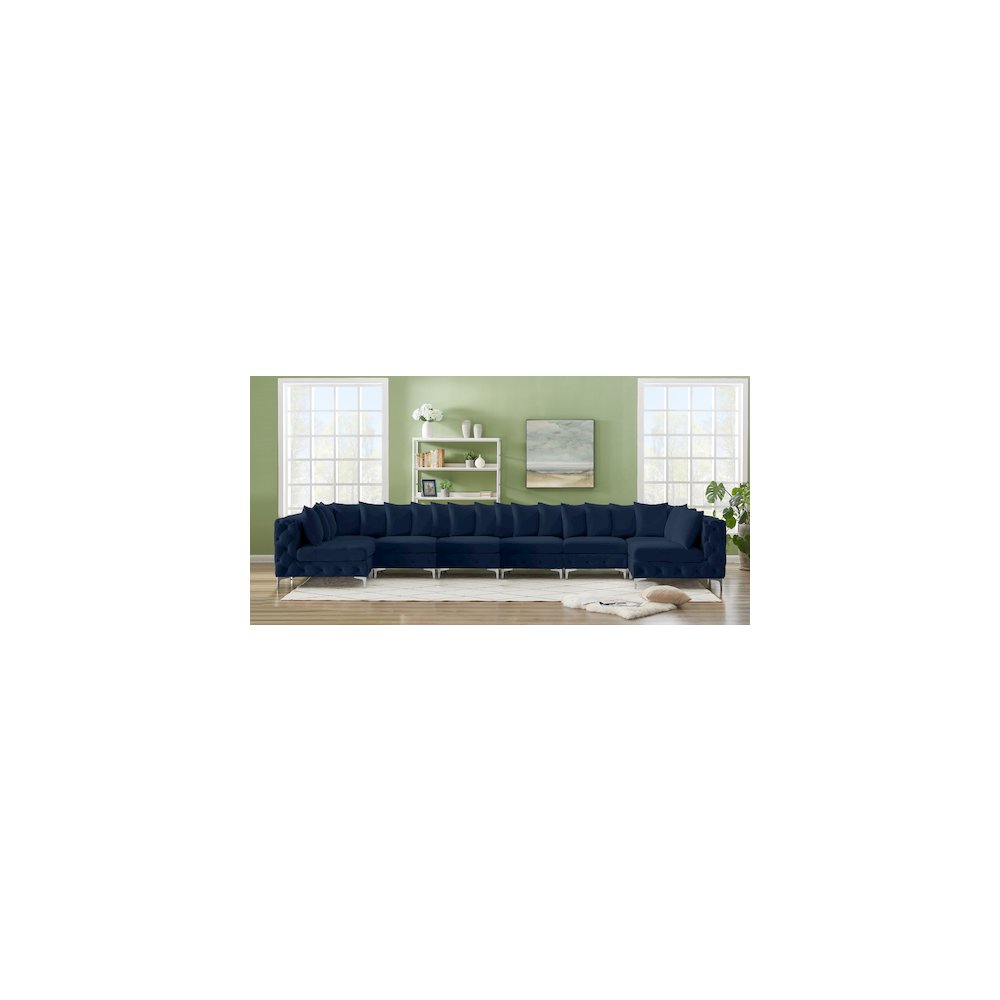 Tremblay Navy Velvet Modular Sectional