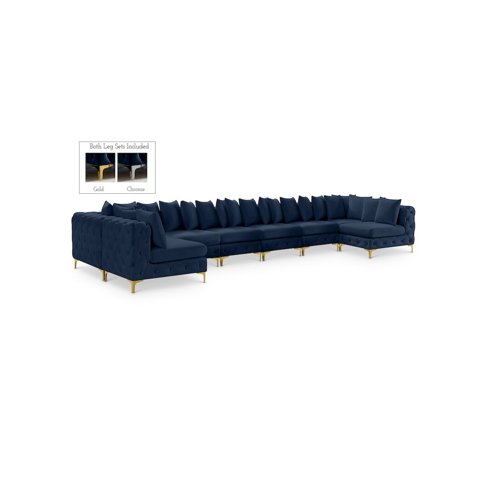 Tremblay Navy Velvet Modular Sectional
