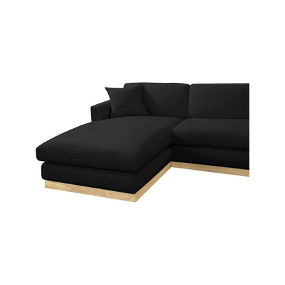 Johanna Black Linen Textured Fabric 3pc. Sectional