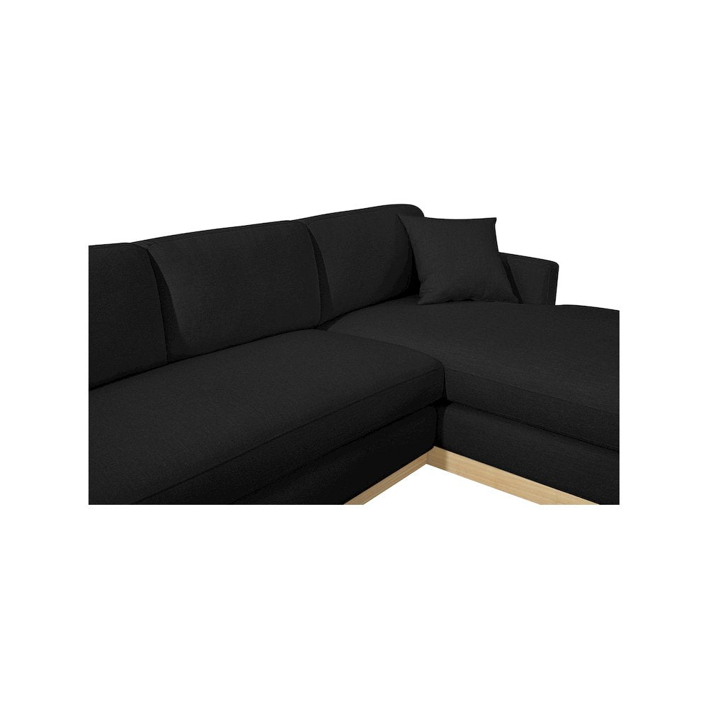 Johanna Black Linen Textured Fabric 3pc. Sectional