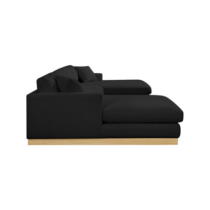 Johanna Black Linen Textured Fabric 3pc. Sectional