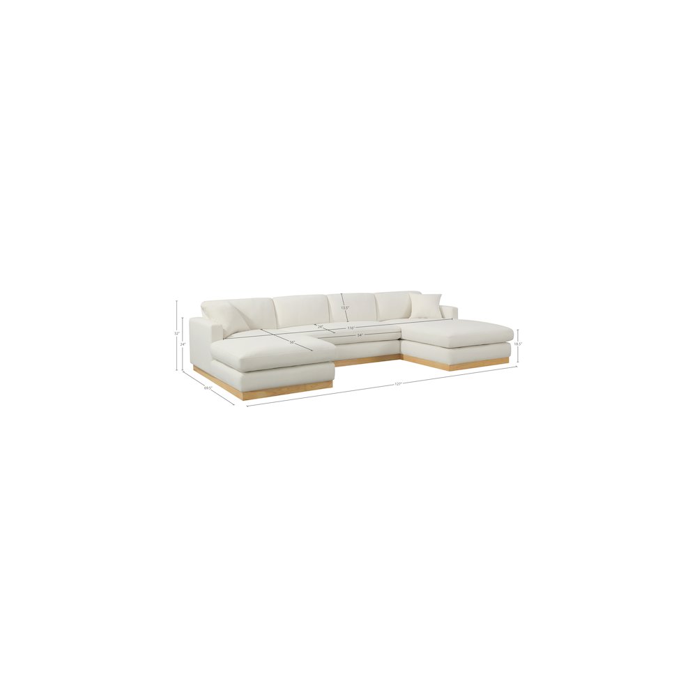 Johanna Cream Linen Textured Fabric 3pc. Sectional