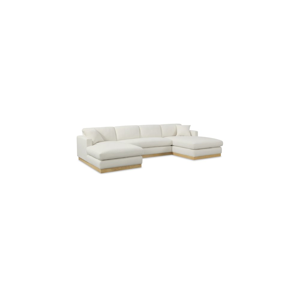 Johanna Cream Linen Textured Fabric 3pc. Sectional