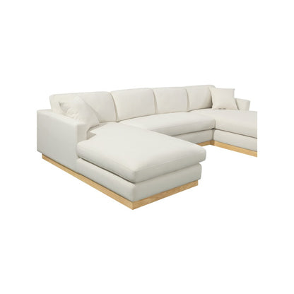 Johanna Cream Linen Textured Fabric 3pc. Sectional