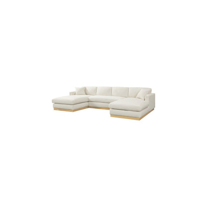 Johanna Cream Linen Textured Fabric 3pc. Sectional