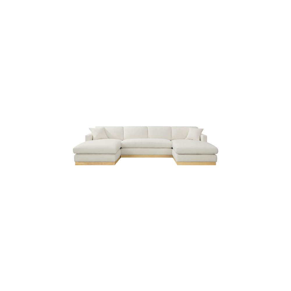 Johanna Cream Linen Textured Fabric 3pc. Sectional