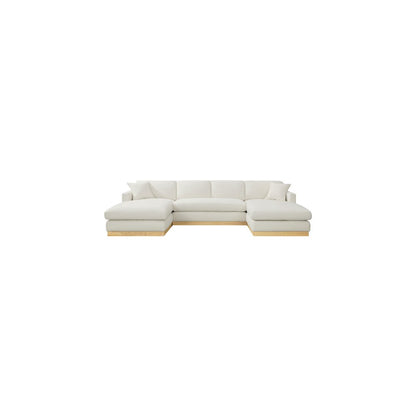 Johanna Cream Linen Textured Fabric 3pc. Sectional