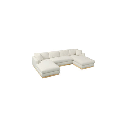 Johanna Cream Linen Textured Fabric 3pc. Sectional