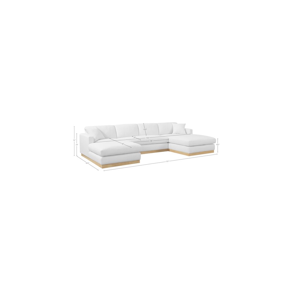 Johanna White Linen Textured Fabric 3pc. Sectional
