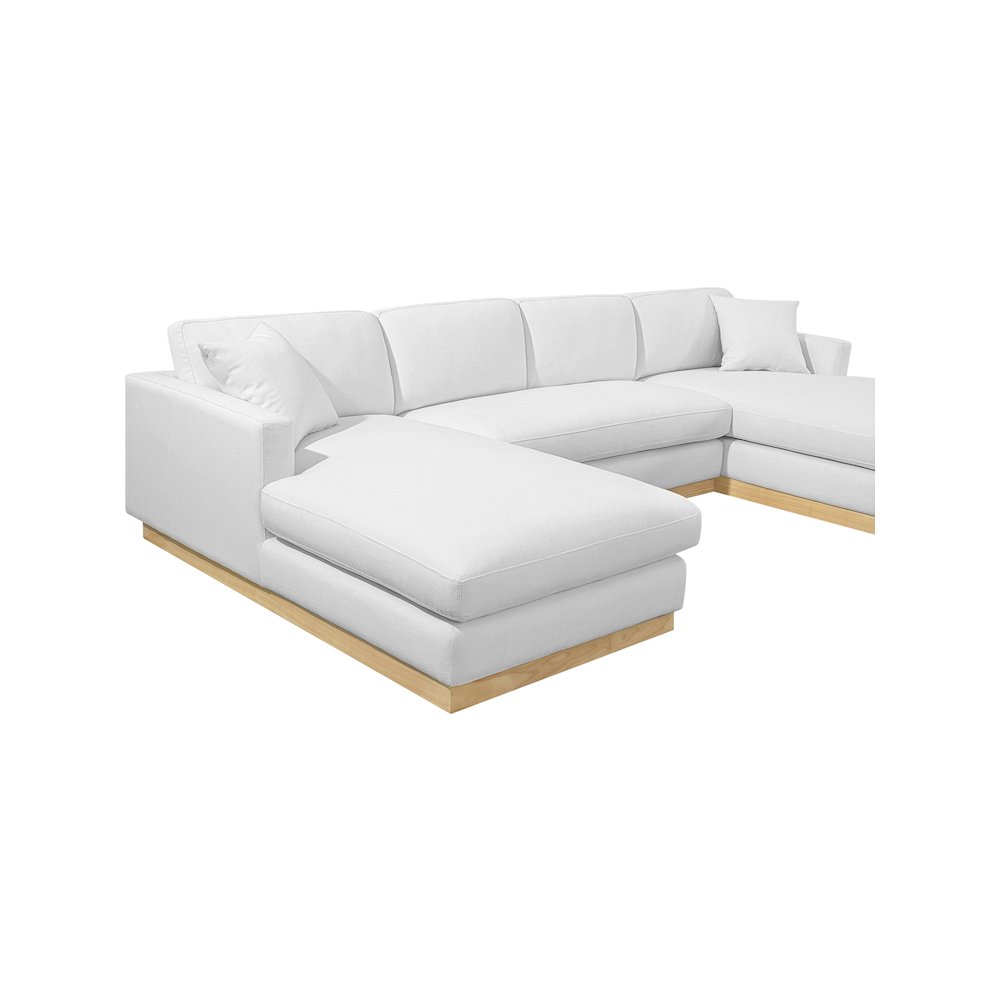 Johanna White Linen Textured Fabric 3pc. Sectional