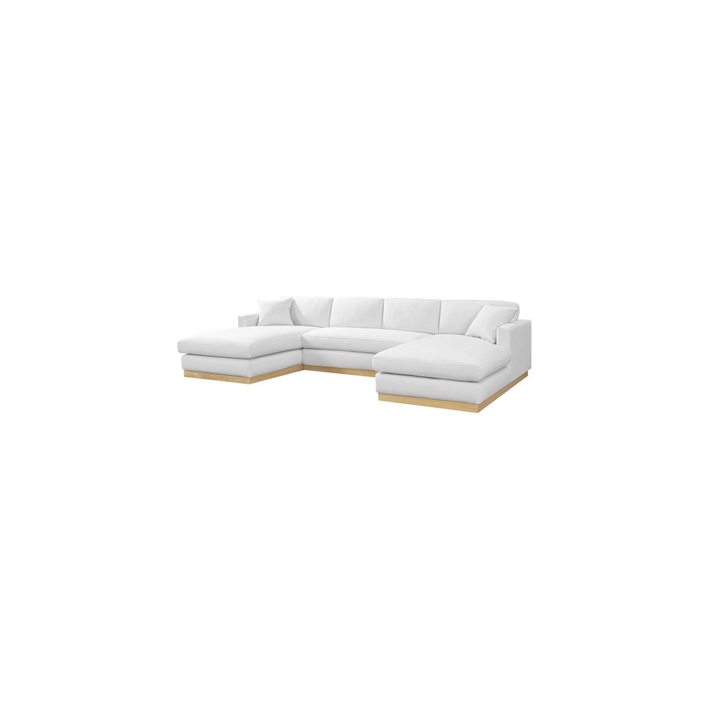 Johanna White Linen Textured Fabric 3pc. Sectional