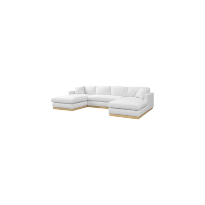 Johanna White Linen Textured Fabric 3pc. Sectional