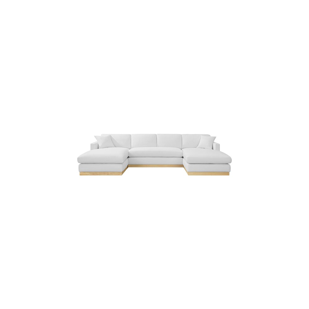 Johanna White Linen Textured Fabric 3pc. Sectional