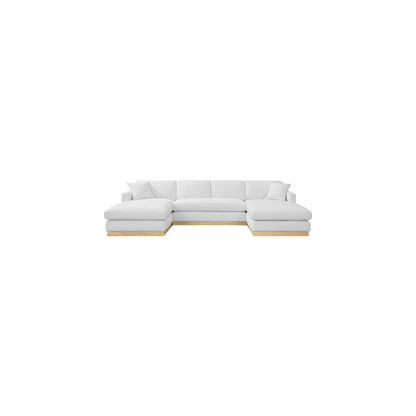 Johanna White Linen Textured Fabric 3pc. Sectional