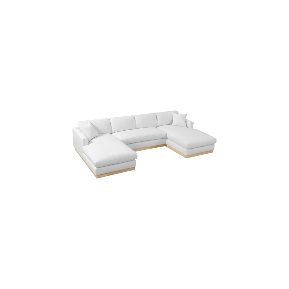 Johanna White Linen Textured Fabric 3pc. Sectional