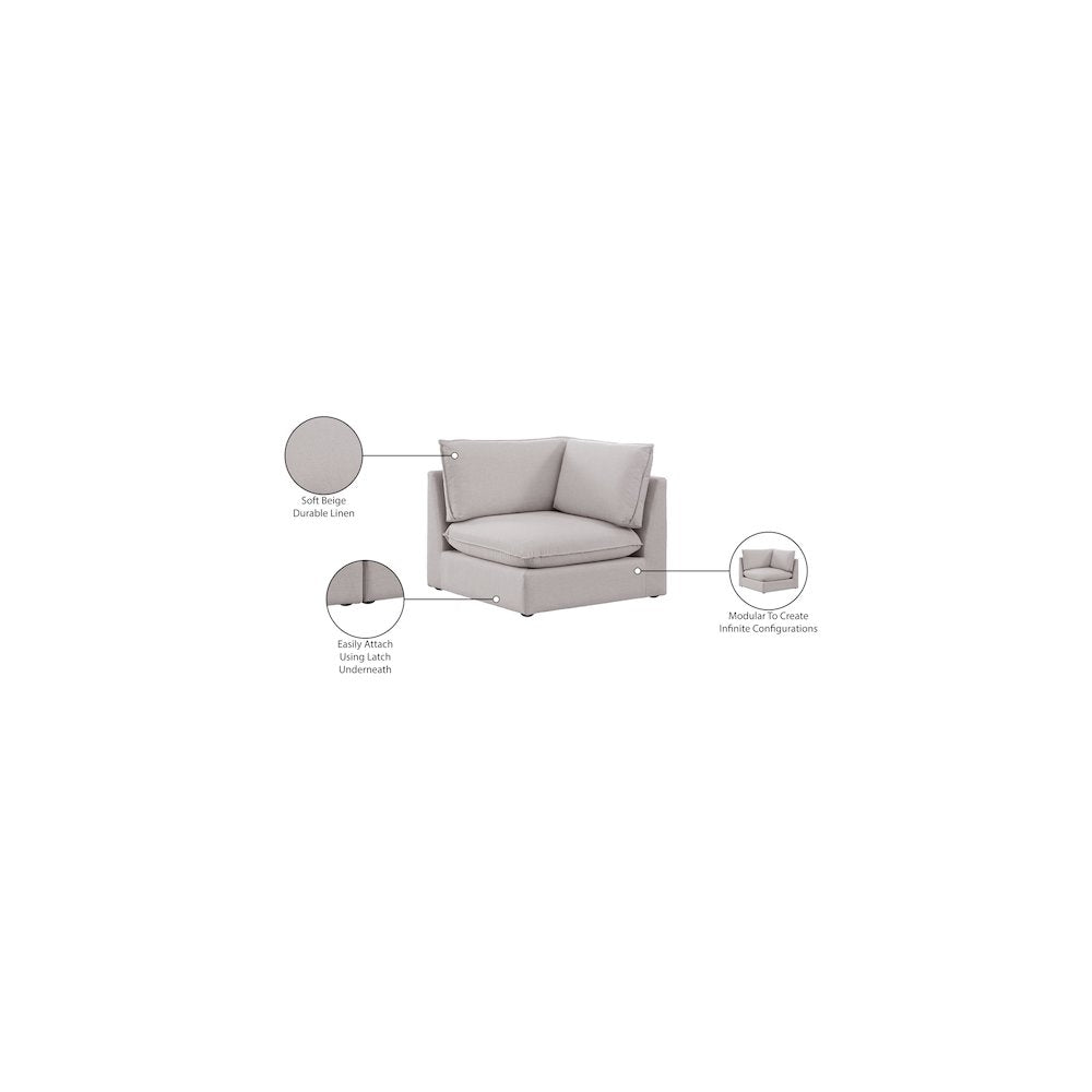 Mackenzie Beige Durable Linen Textured Corner Chair