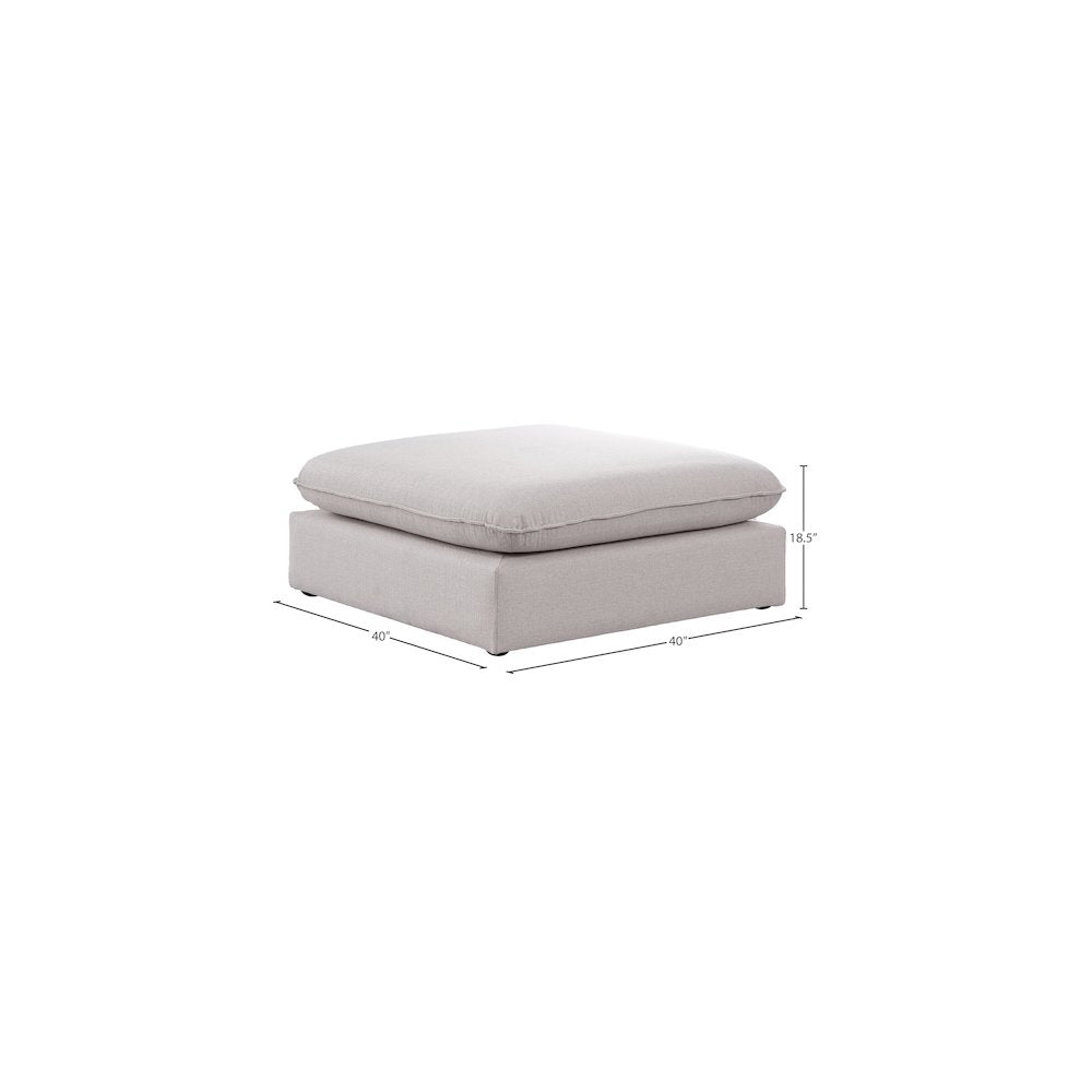 Mackenzie Beige Durable Linen Textured Ottoman
