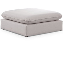 Mackenzie Beige Durable Linen Textured Ottoman