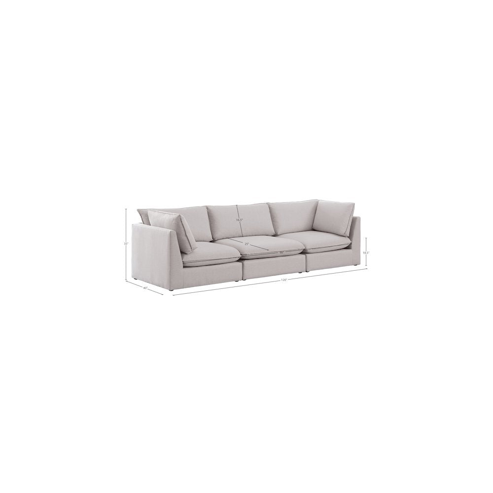 Mackenzie Beige Durable Linen Textured Modular Sofa