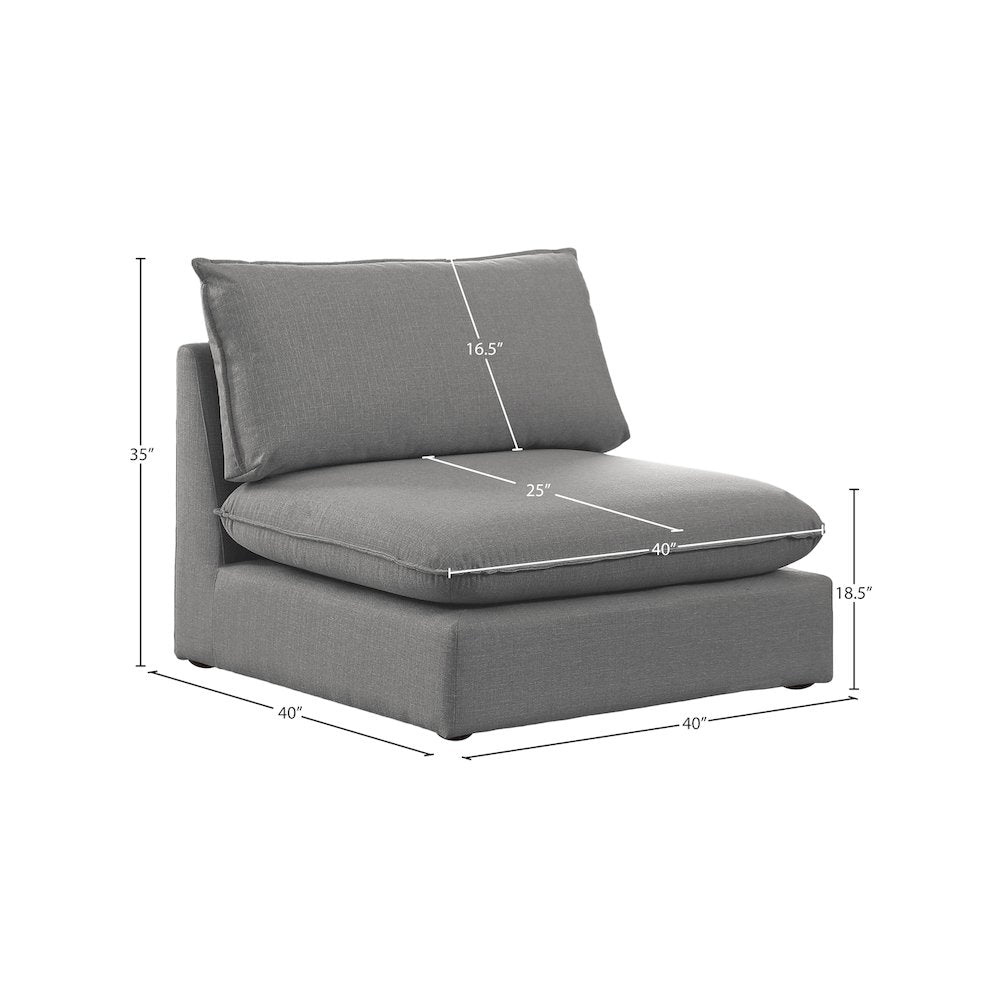 Mackenzie Grey Durable Linen Textured Armless Chair