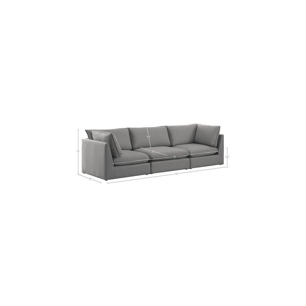Mackenzie Grey Durable Linen Textured Modular Sofa