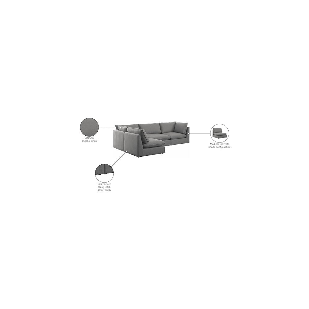 Mackenzie Grey Durable Linen Textured Modular Sectional