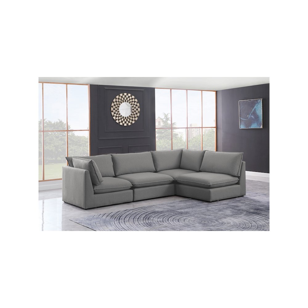 Mackenzie Grey Durable Linen Textured Modular Sectional