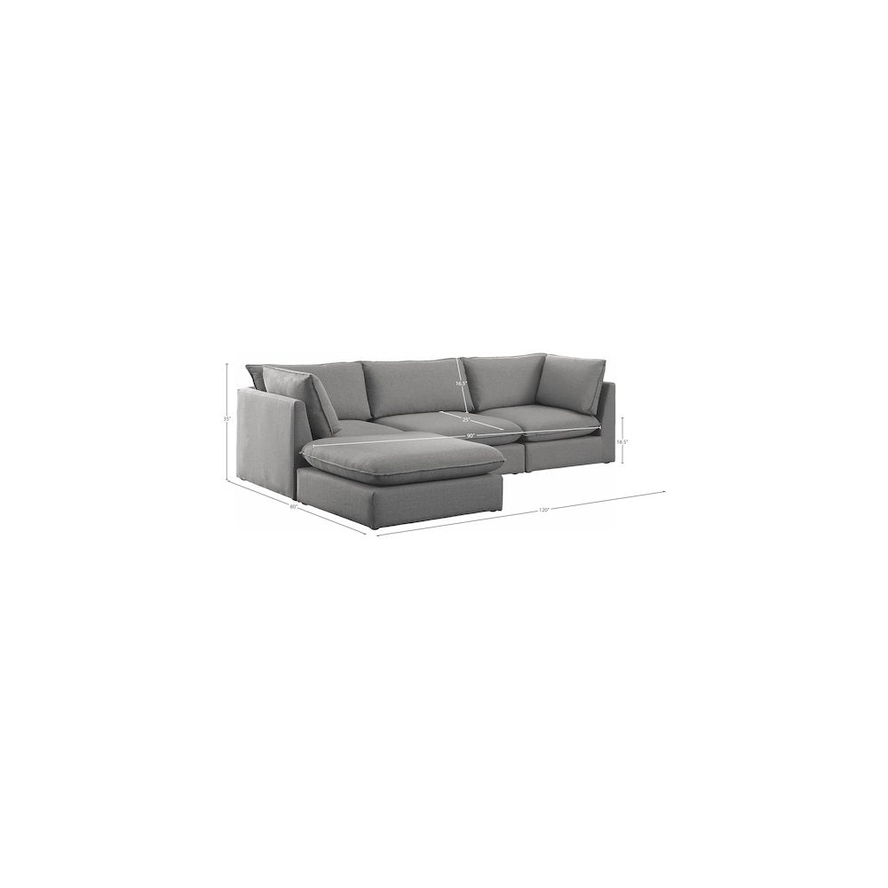 Mackenzie Grey Durable Linen Textured Modular Sectional