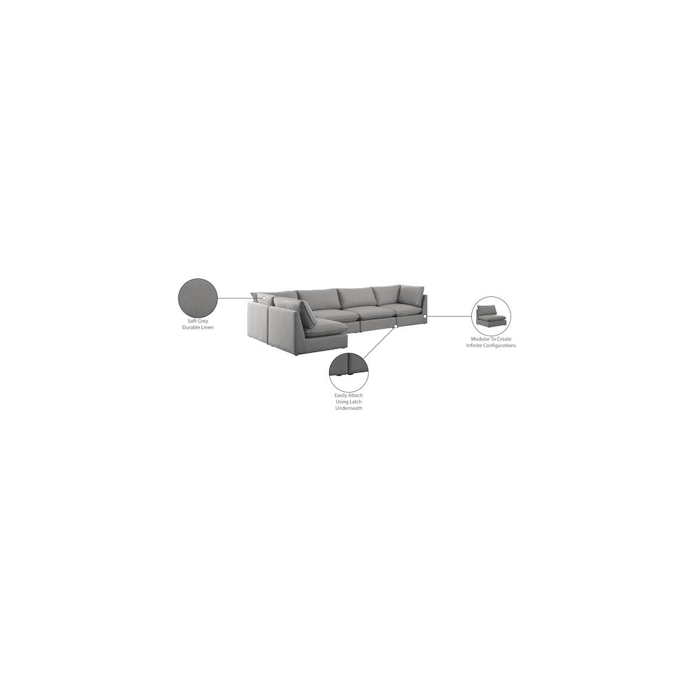 Mackenzie Grey Durable Linen Textured Modular Sectional