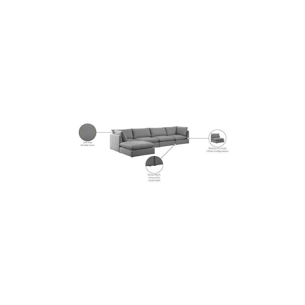 Mackenzie Grey Durable Linen Textured Modular Sectional