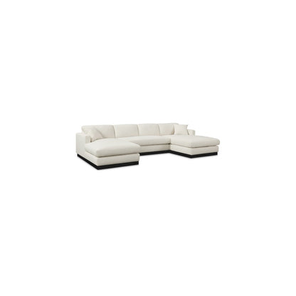 Johanna Cream Linen Textured Fabric 3pc. Sectional