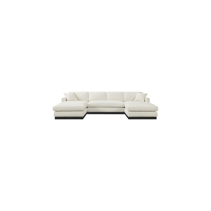 Johanna Cream Linen Textured Fabric 3pc. Sectional
