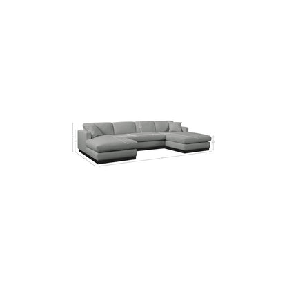 Johanna Grey Linen Textured Fabric 3pc. Sectional
