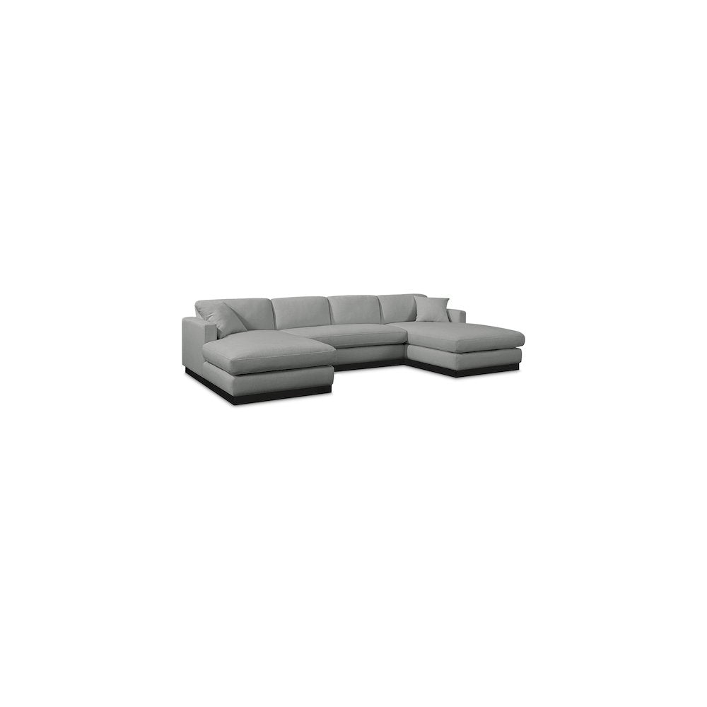 Johanna Grey Linen Textured Fabric 3pc. Sectional