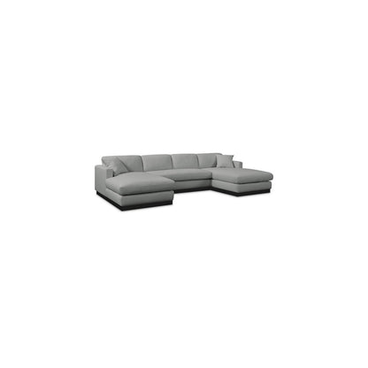 Johanna Grey Linen Textured Fabric 3pc. Sectional