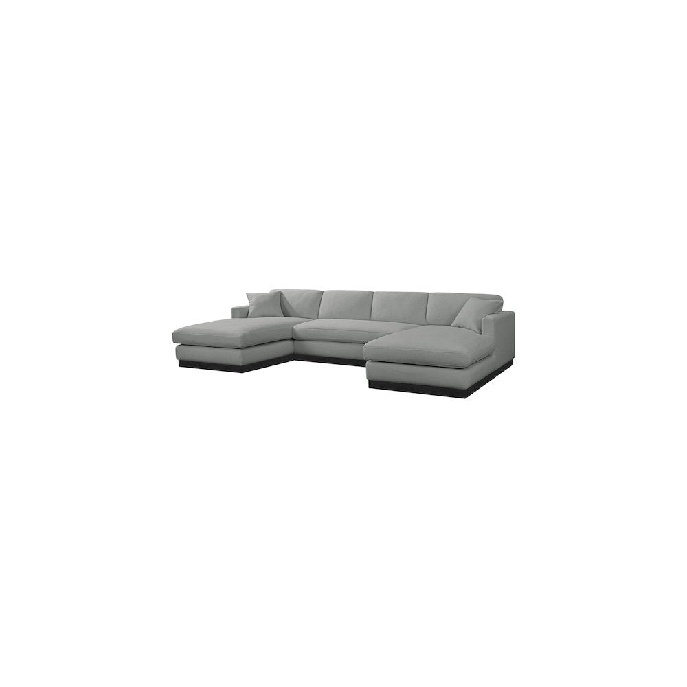 Johanna Grey Linen Textured Fabric 3pc. Sectional