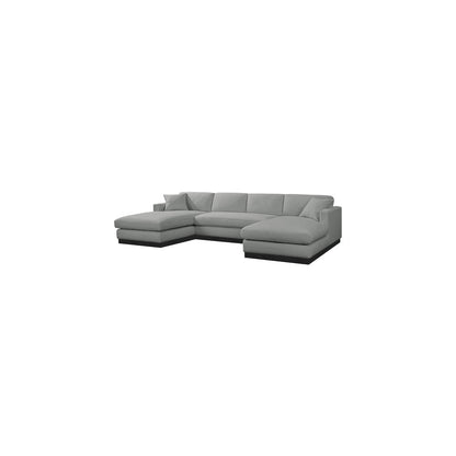 Johanna Grey Linen Textured Fabric 3pc. Sectional