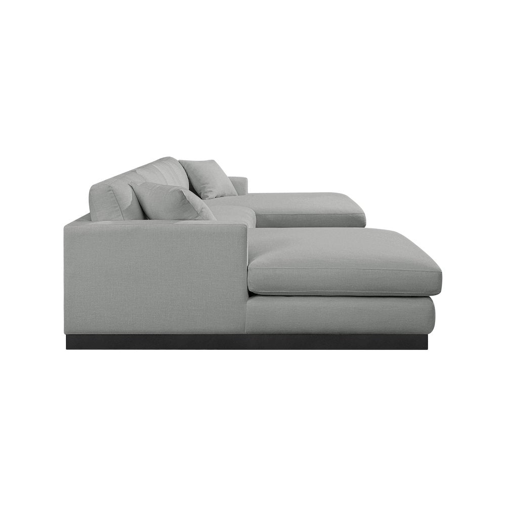 Johanna Grey Linen Textured Fabric 3pc. Sectional