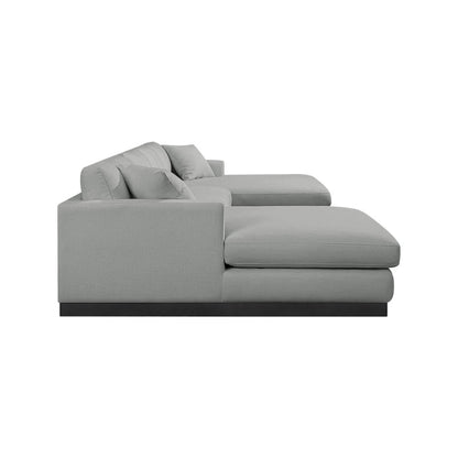 Johanna Grey Linen Textured Fabric 3pc. Sectional