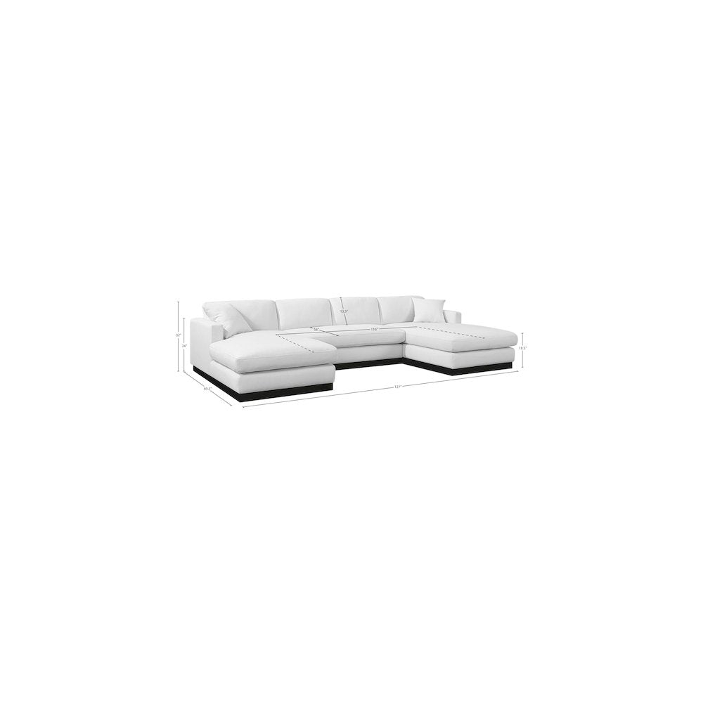 Johanna White Linen Textured Fabric 3pc. Sectional
