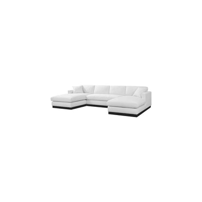 Johanna White Linen Textured Fabric 3pc. Sectional
