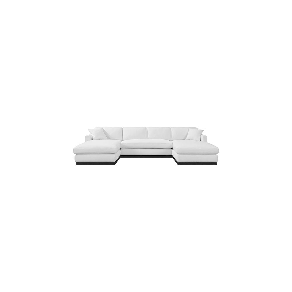 Johanna White Linen Textured Fabric 3pc. Sectional